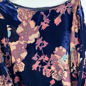 Velvet Burnout Peasant Blouse Bell Sleeve Dark Romantic Whimsy Goth Boho Sz XL‎